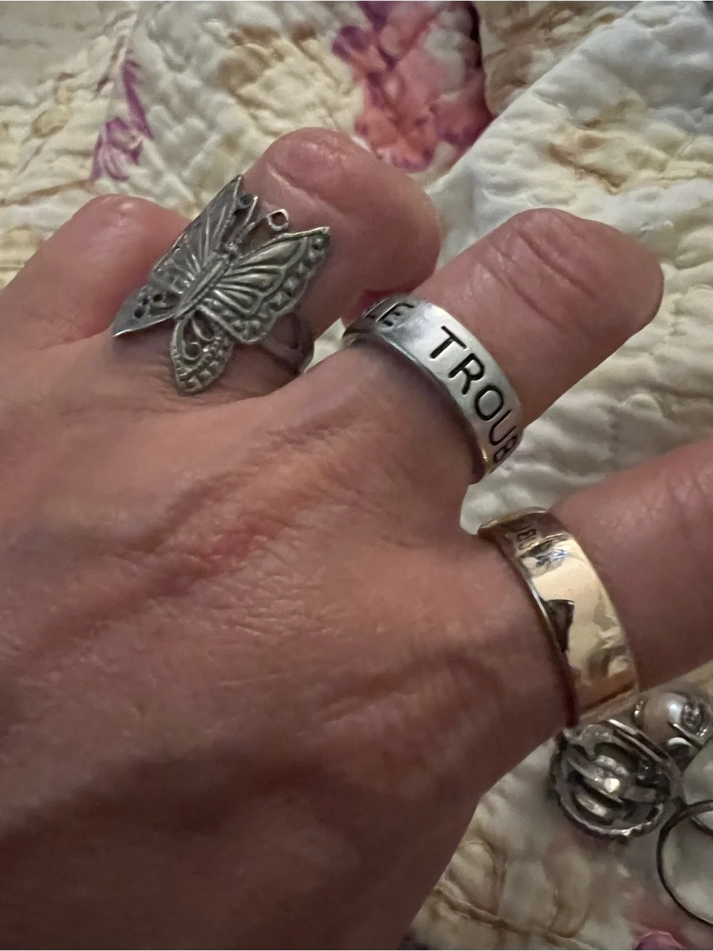 Vintage customized real Silver Statement rings - Assorted Colors.